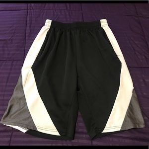 Black, White, Silver Striped Athletic Shorts
